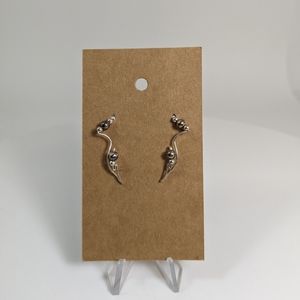 Gorgeous Silver Bead Earrings, Beaded Ear Vines, Gemstone Jewelry, Gift Idea